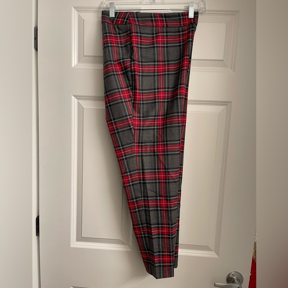 Talbots plaid straight ankle pants. Gray plaid. Side zip. Size 14 Petite - Picture 1 of 2